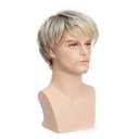 Kaneles Mens Blonde Wig Male Short Layered Cosplay Costume Party Natural Hair Wigs (Blonde)