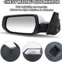 Driver Side View Mirror Compatible with 2016 2017 2018 2019 2020 2021 2022 Malibu LT Hybrid, Mirrors With Heated Turn Signal,7-Pins OE-GM1320539 (White)
