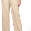 Willit Women Linen Pants Wide Leg Casual Palazzo Pants Cotton Linen Lounge Beach Summer Pants with Pockets 29"/31"/ 33" (Beige, XXL)