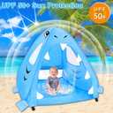 [ Extra High ] Shark Baby Beach Tent with Pool, Pop Up Kiddie Pool Tents Baby Beach Essentials UPF 50+ UV Protection 4 Sand Pockets 3 Mesh Windows Sun Beach Shade Tent for Toddler Aged 3-60 Months