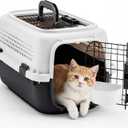 DUMOS 23" Hard-Sided Pet Carrier for Small Pets, 2 Door Cat Carrier, Black