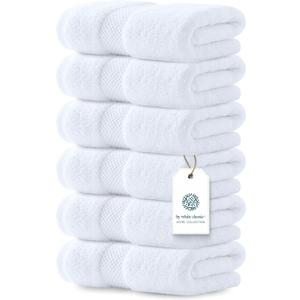 Luxury White Hand Towels - Soft 100% Turkish Cotton | Highly Absorbent Hotel spa Bathroom Towel Collection | 16x30 Inch | Set of 6