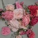 TINGE TIME Rose Artificial Flowers Combo, Hot Pink Fake Foam Dahlia with Stems for DIY Wedding Bouquets Baby Shower Party Table Centerpieces Home Decorations