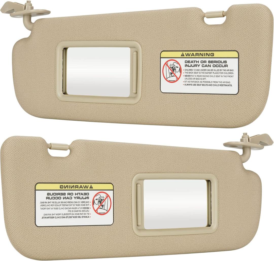 Beige Driver Left + Passenger Right Side Sun Visor Replacement Compatible with 2011 2012 2013 2014 2015 Hyundai Elantra Replace 852103X000TX 852203X000TX