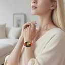 Leather Magnetic Bands Compatible with Apple Watch 11/10/9/8/7/6/5/4/3/2/1/SE/SE2/Ultra, Women Men Wristbands for iWatch 49mm/46mm/45mm/44mm/42mm/41mm/40mm/38mm (Orange+ Gold Buckle)