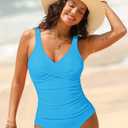 Pink Queen Two Piece Tankini Bathing Suit for Women's Ruched Tummy Control Swimsuit Sets with Bikini Bottom
