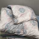 WONGS BEDDING Aqua Comforter Set Queen Size, Damask Texture 7 Pieces Bed in a Bag Microfiber Bohemian Comforter Bedding Sheet Set with Comforter, Flat Sheet, Fitted Sheet,Pillow Shams,Pillowcases