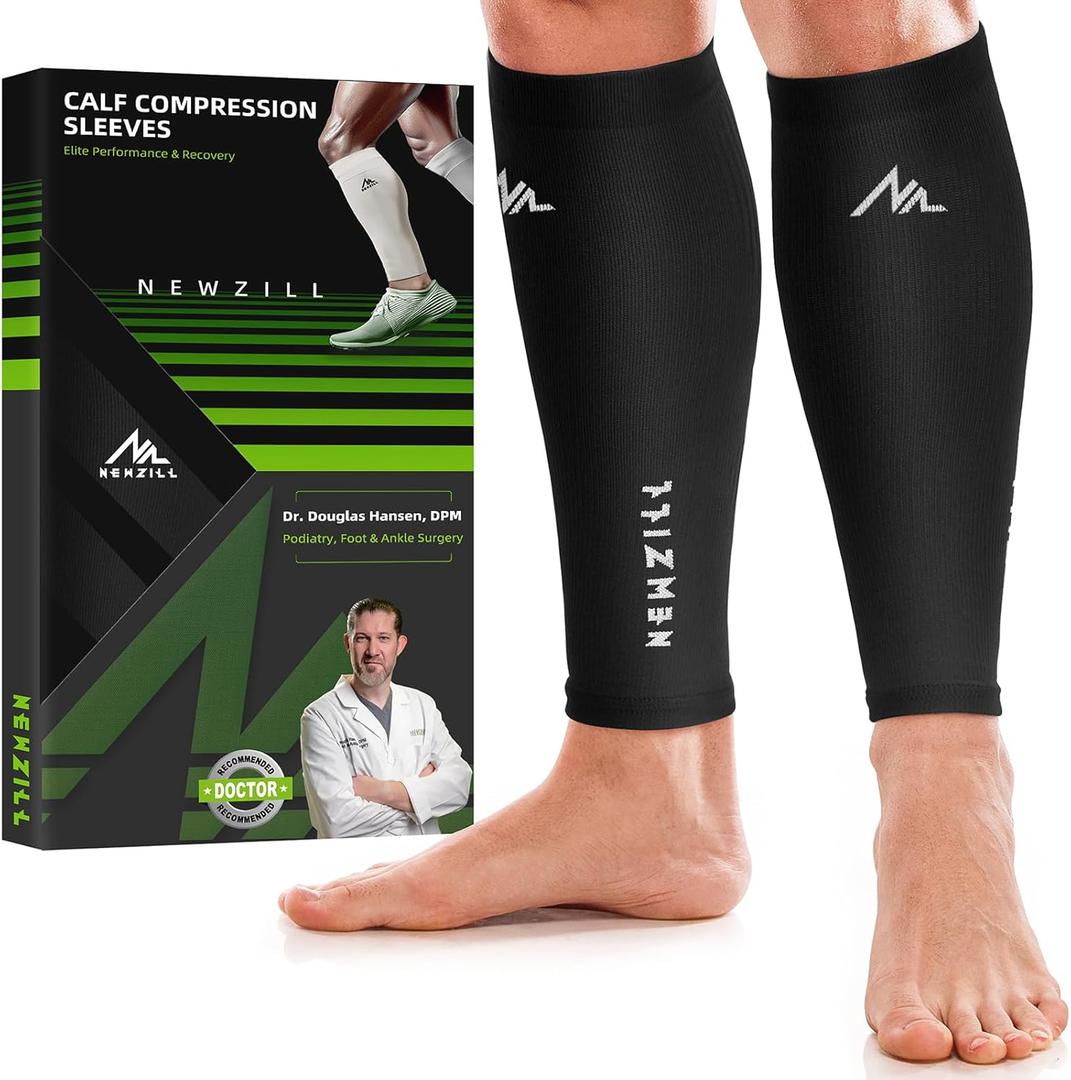 NEWZILL Compression Calf Sleeves (20-30mmHg) for Men & Women Perfect Option to Compression Socks for Running Travel Nursing, L/XL