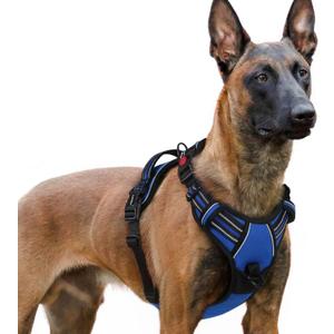Rabbitgoo Dog Harness for Large, No Pull Pet Harness with 3 Buckles, Adjustable Soft Padded Vest with Control Handle, Walking Reflective Pet Vest for Extra Large Dogs, Blue, XL