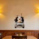 Easter Bunny Wall Decal - Removable Self-Adhesive Driving Rabbit Sticker, 30 * 40 cm Fun Easter Egg Home Decor for Living Room, Bedroom, Kitchen, Party