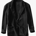 Men's Cotton Linen Blazer Solid Color Single Breasted Long Sleeve Lapel Suit Jackets Size M