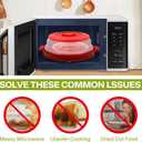 Microwave Splatter Cover for Food with Anti-scald Base Plate,Large Plastic & Silicone Vented Avoid Scalding Collapsible Guard Lid,Kitchen Essential Gadgets for Meal Prep-10.7 Inch (Red)