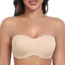 DotVol Women's Seamless Bandeau Unlined Underwire Minimizer Strapless Bra for Large Bust (Teal), 34DD