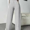PINSPARK Womens Fleece Wide Leg Sweatpants High Waisted Athletic Sweat Pants Winter Baggy Workout Pant with 2 Pocket (Gray, S)