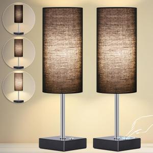 AVV Cordless Table Lamp with Dimmable, Rechargeable 3 Modes Battery Powered Bedside Lamp, Battery Operated Lamps for Night Stand, Touch Lamp for Bedroom, Living Room, Reading,15 Inch Black 2PK