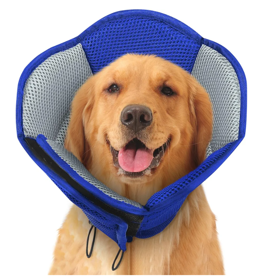 SUNFURA Dog Cone - Soft Cone for Dogs to Stop Licking, Pet E-Collar Alternative After Surgery, Adjustable Pet Recovery Collar for Wound Healing, Blue Large