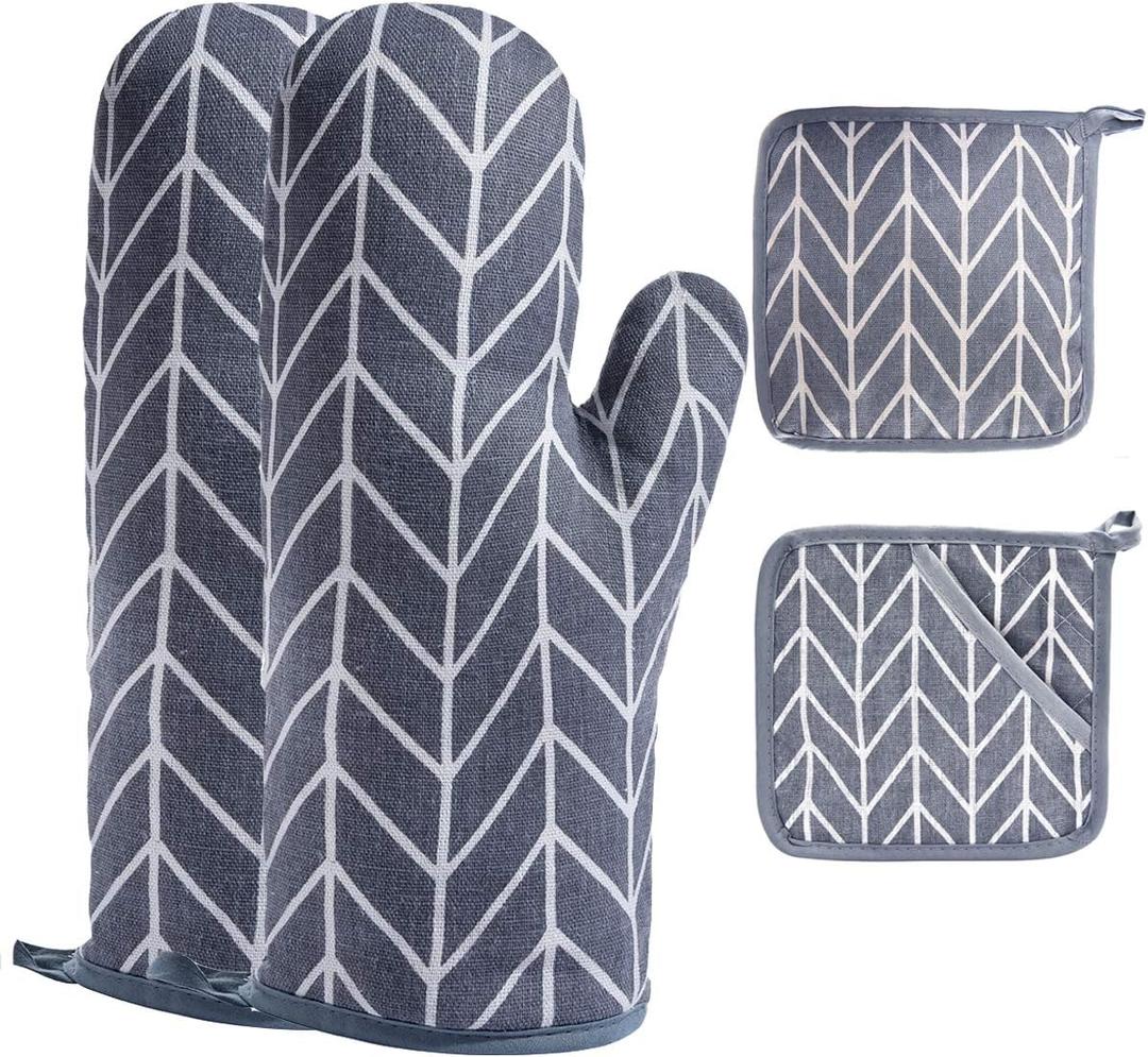 Oven Mitts and Potholders BBQ Gloves-Oven Mitts and Pot Holders with Recycled Infill Silicone Non-Slip Cooking Gloves for Cooking Baking Grilling (4-Piece Set) (Grey-02) Oven Mitts and Potholders BBQ Gloves-Oven Mitts and Pot Holders with Recycled Infill Silicone Non-Slip Cooking Gloves for Cooking Baking Grilling (4-Piece Set) (Grey-02)