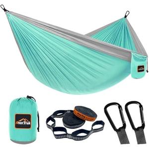 AnorTrek Camping Hammock, Super Lightweight Portable Parachute Hammock with Two Tree Straps Single or Double Nylon Travel Tree Hammocks for Camping Backpacking Hiking