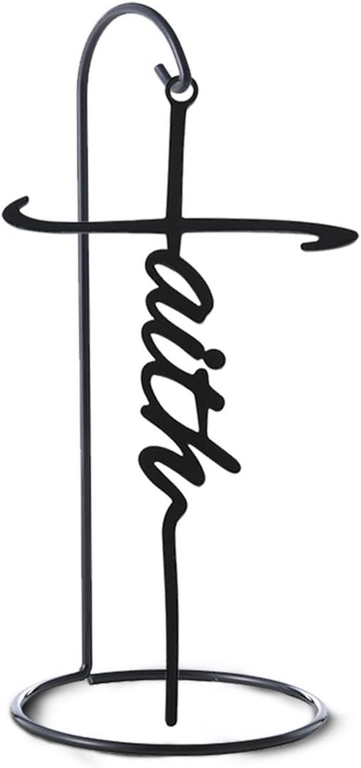 SOULSIO Decorative Faith Cross Black | Metal Spiritual Home Decor | Self-Hanging With Base | Best for Home, Office and As a Gift | Religious, Spiritual Gifts
