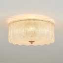 15" Textured Glass Semi Flush Mount Ceiling Light Classic Crystal Brass Chandelier Modern Luxury Ceiling Lighting Fixtures for Kitchen Bedroom Living Dining Room, UL Listed