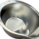 Joyce Chen Stainless Steel Rice Strainer Bowl Rice Washer Colander, 10.6"L x 9.5"W x 5.4"H