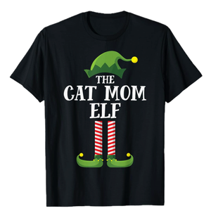 Cat Mom Elf Matching Family Group Christmas Party Pyjamas T-Shirt for Men Women Kids M
