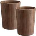 Threehoney 2 Pack 2.3 Gallons Wood Trash Can Wastebasket Natural Wood Round Wastebasket Small Trash Bin for Home, Office Under Desk, Kitchen, Bedroom, Den, Hotel,Room