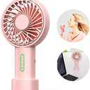IPOW Mini Handheld Fan Personal Portable Fan 3 Speed Adjustable Angle Removable Base Lanyard USB Recharging Battery Operated Small Desk Cooling Face Fan for Home Camping Disney Travel Peach Pink