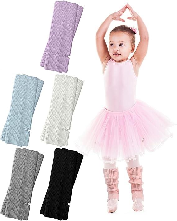 Vabean 5 Pairs Dance Leg Warmers for Kid Girl Toeless Ballet Leg Warmer Knit Ankle Warm Socks for Dance Ballet(Classic Color)