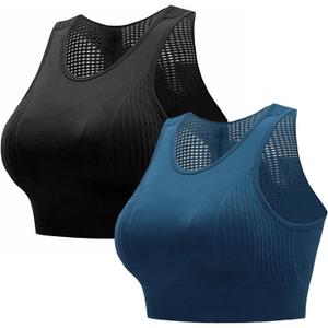 Sports Bras for Women-Padded Removable Support Bra Shockproof Running Yoga Fitness Bra Breathable Quick Drying Vest Style Wide Shoulder Straps for Anti Slip Comfort Black+Blue L Sports Bras for Women-Padded Removable Support Bra Shockproof Running Yoga Fitness Bra Breathable Quick Drying Vest Style Wide Shoulder Straps for Anti Slip Comfort Black+Blue L