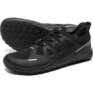 ZURIN Men's Barefoot Training Shoes-Wide Toe Box | Zero Drop Sole | Slip On | Gym Cross Trainers for Walking Weightlifting Workout Trail Running Hiking (9.5 Wide, Black)