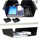 KHAMAL Under Desk Storage Shelf 2 Pack- Under Desk Drawer With Built-in Cable Management For Home, Office, Gaming Setups, Kitchen (Black), Size 11 in x 9 in