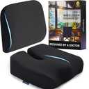 Elmara Doctor-Designed Wheelchair Seat Cushion Set – The Ultimate Comfort Solution – Thick Wheelchair Cushions Relieve Back & Sciatica Pain – Wheel Chair Cushions for Seniors, Wheelchair Pad (Black)