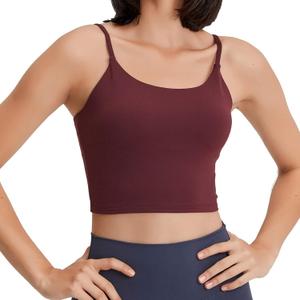 Lemedy Women Padded Sports Bra Fitness Workout Running Shirts Yoga Tank Top (Small, Burgundy)