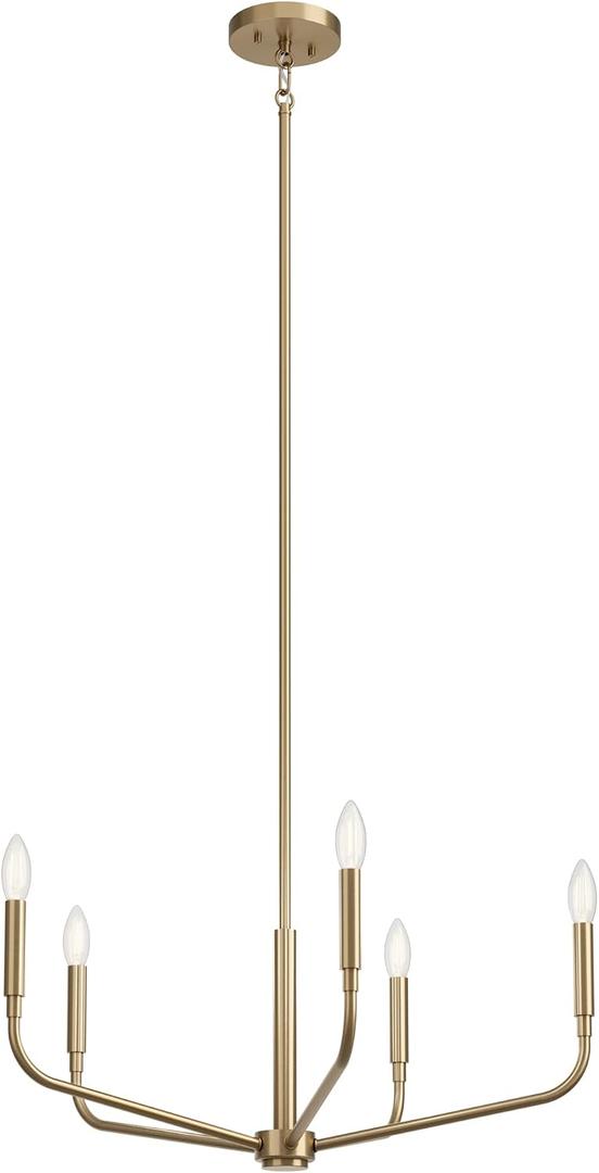 Kichler Madden 5-Light Chandelier Modern Dining Room Light Fixture with Champagne Bronze Finish, Sloped Ceiling Compatible for Entryway and Breakfast Nook (17" x 26"), 52717CPZ
