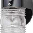 Westinghouse 6694900 Traditional One-Light Outdoor Jelly Jar Wall Fixture with Dusk to Dawn Sensor, Black Finish on Polycarbonate, Clear Glass