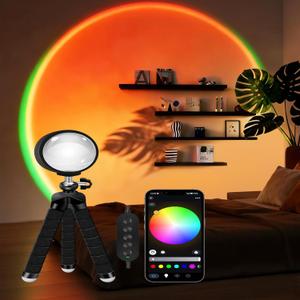 Sunset Lamp with USB Port - 360 Rotatable Multicolor Sunset Light Projector, Great for Room/Bedroom Decor, Photography, Party, TikTok Live | Halloween & Gifts
