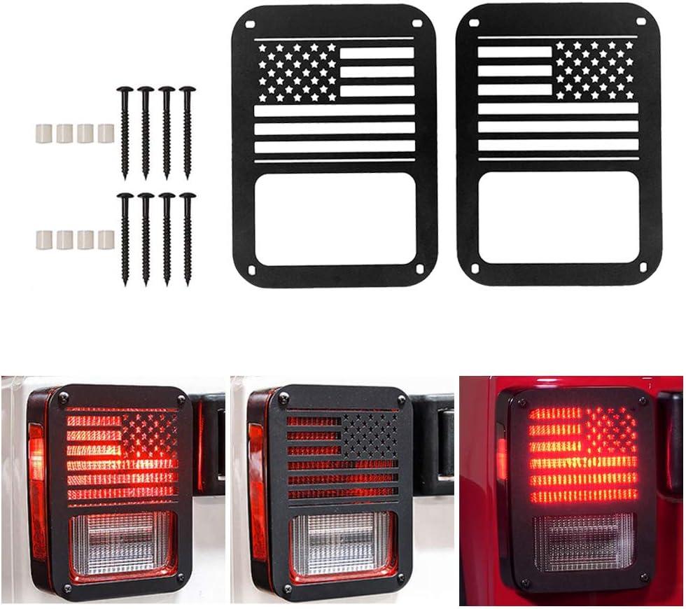 Jeep Light Covers US Flag Light Guards Protectors Compatible with 2007-2018 Jeep Wrangler JK Unlimited Jeep Lights Cover Accessories