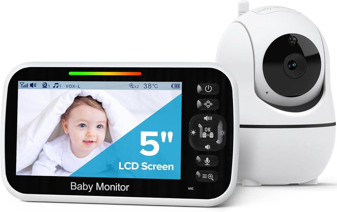 GoodBaby Baby Monitor with Camera and Audio - No WiFi, Remote Pan-Tilt-Zoom, Night Vision, Temperature Sensor, 2-Way Talk, 8 Lullabies, 30-Hour Battery Life960ft Long Range