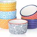 Selamica Ceramic 6 Oz Ramekins Oven Safe, Creme Brulee Ramekins, Souffle Dishes Custard Cups for Baking, Mini Bowls for Pudding Dip Ice Cream, Set of 6, Assorted Colors