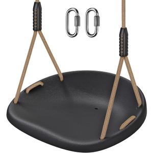 BeneLabel Heavy Duty Swing Seat with Adjustable Rope and Carabiners, Non-Slip Cushion Style Design, Playground Swing Set Accessories for Kids and Adults (Black)