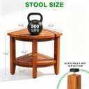 Teak 18" Corner Shower Bench Stool for Inside Shower, Waterproof Bath Chair with Storage Shelf, Assembly Required