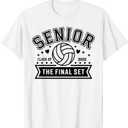 Senior Volleyball Class of 2026 Crew Volleyball Senior Night T-Shirt, XL, White