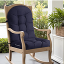 Waterproof Rocking Chair Cushion - Outdoor Oliven Fabric, High-Density Sponge, Durable Comfort Non-Slip Bottom Tufted Seat Pads with Ties, Oliven︱Army Blue, 44x19x4 inch