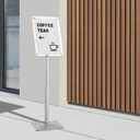 DISPLAYSWORKER Adjustable Heavy Duty Pedestal Acrylic Sign holder floor Stand,sign stand poster stand ,Standing Floor for 11 x 17 inch,Silver (silver, acrylic frame 11-x-17-inch)
