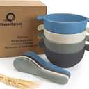 shopwithgreen Unbreakable Kids Bowls -Microwave Dishwasher Safe- Wheat Straw Snack Bowl Sets for Kids and Toddler-4 Bowls and 4 Spoons, Lightweight and Durable, 14 OZ, Coastal Wheat Straw
