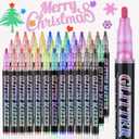 OLINGYOU Glitter Marker Pens,36 Colors Self-Shimmer Metallic Markers,Glitter Paint Pens DIY Crafts Greeting Birthday Cards, Making Poster,Album,Scrapbooking,WoodMugs
