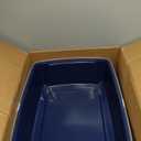 IRIS USA Cat Litter Box XX-Large Open Top with High Sided Walls Tall Scatter Shield Scoop Included Easy Clean Plastic Pan for Big Cats Kittens Multi-Cat Households 30"L x 20"W x 14"H Navy