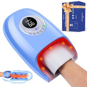 Cordless Hand Massager with Heat and Compression, 3D Kneading Hand and Wrist Massagers for Arthritis, Pain Relief and Carpal Tunnel with Fan Cooling & Heating for Finger Numbness Relief, Gifts (Blue)