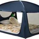 Privacy Sleep Indoor Bed Tent for Adults Kids, Portable Blackout 90% Canopy Tents with 3 Doors Breathable Mesh Windows, Queen